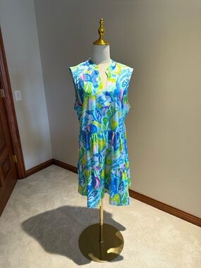 Sleeveless Blue Floral Mini Dress